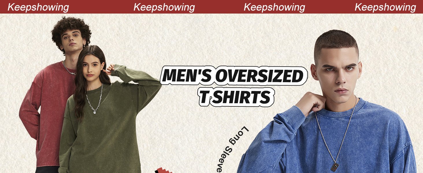 KEEPSHOWING Oversized Long Sleeve Vintage Wash Crewneck Sweatshirt - 596