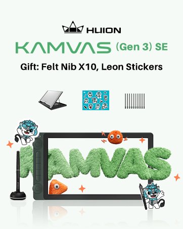 HUION Kamvas Plus Graphics Tablet with Full Lamination an 500