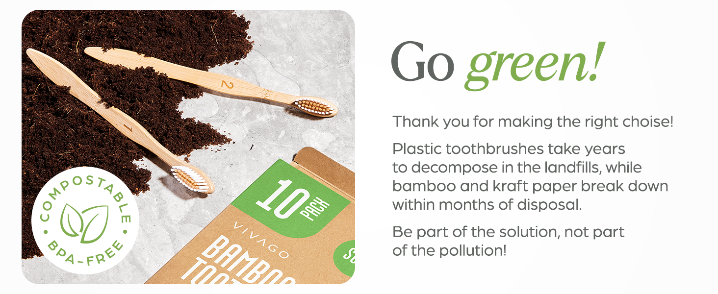 Eco-Friendly Bamboo Toothbrush Pack - Soft Bristle Natural Wooden To 555