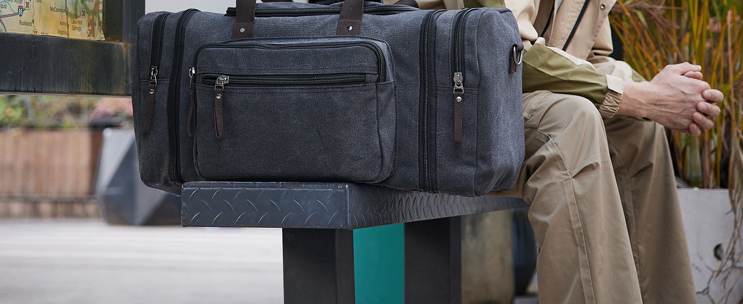 Men's Expandable Canvas Duffle Bag - Weekender Travel Lug 480