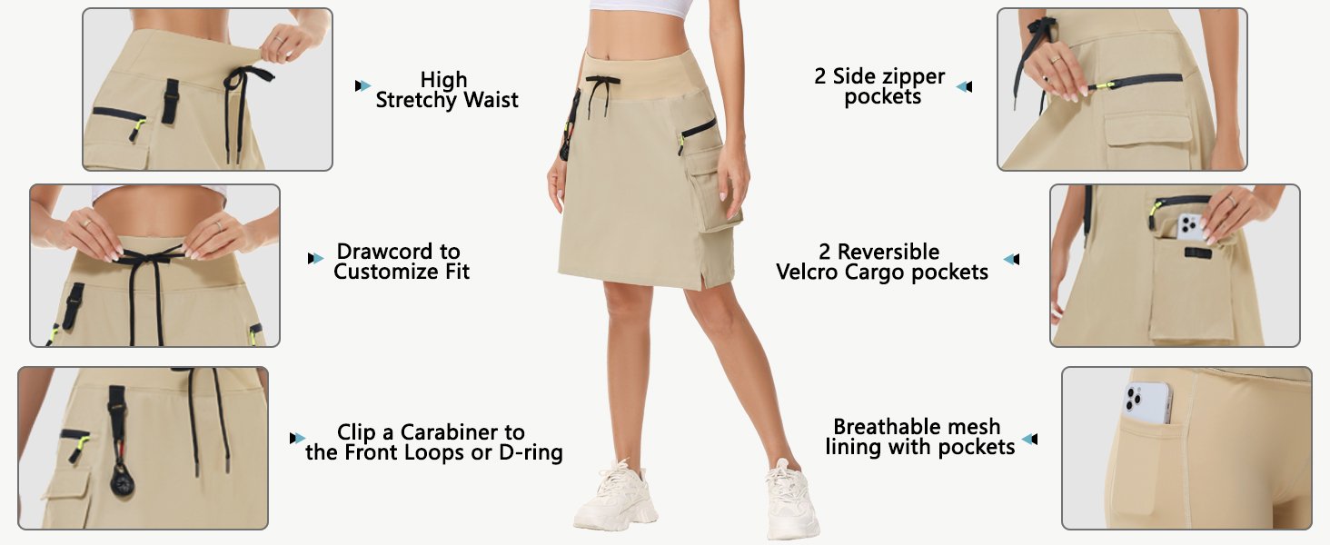 Women's High Waisted Cargo Skorts with Zipper Pocket 567