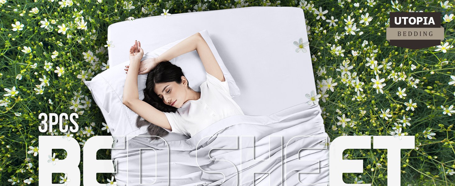 Utopia Bedding Sheet Set - Soft Microfiber Fitted and Flat Sheets wi 578