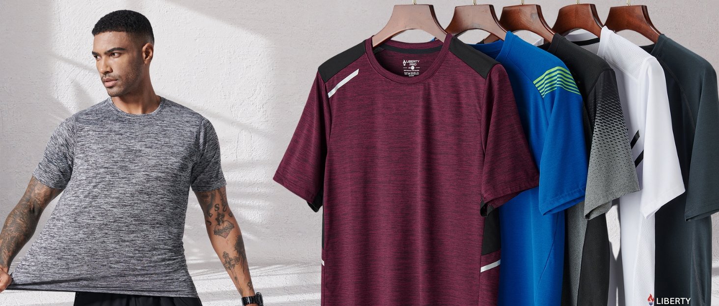 Pack of Quick-Dry Crew Neck Athletic Shirts for Men - Short Sleeve R 597