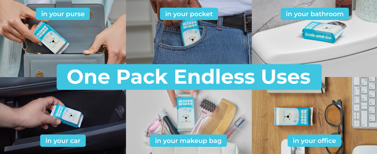 Impossibly Compact Flushable Travel Wipes - Water-Safe, Hypoallergen 650