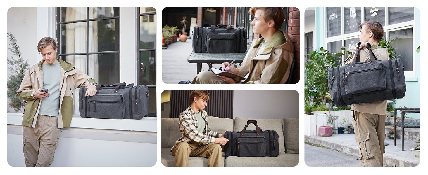 Men's Expandable Canvas Duffle Bag - Weekender Travel Lug 485