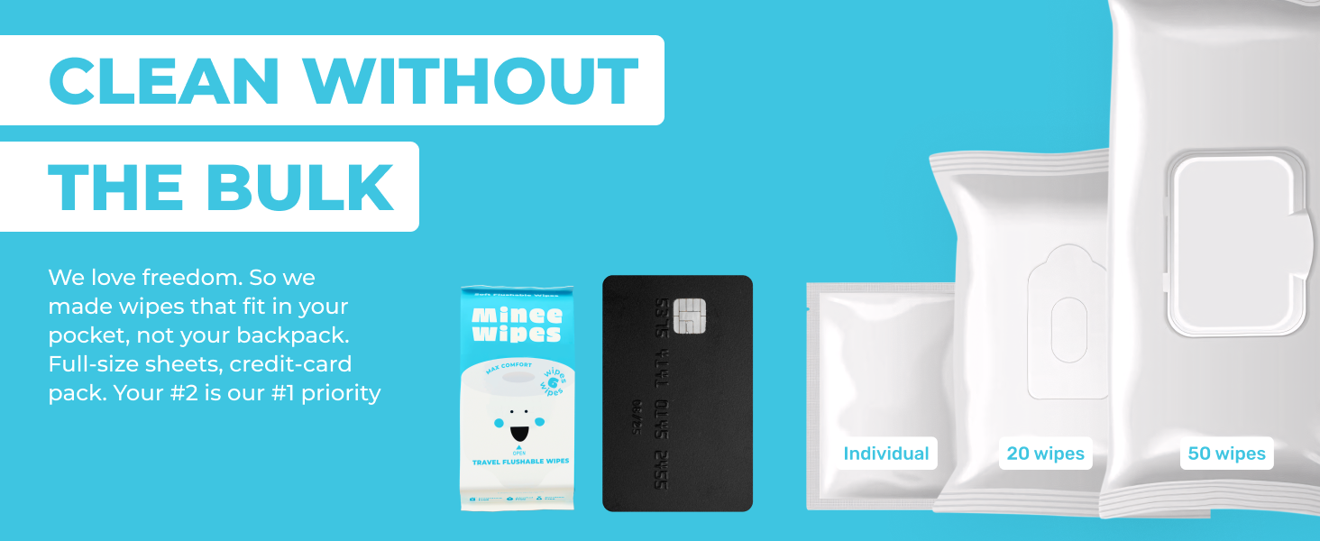 Impossibly Compact Flushable Travel Wipes - Water-Safe, Hypoallergen 649