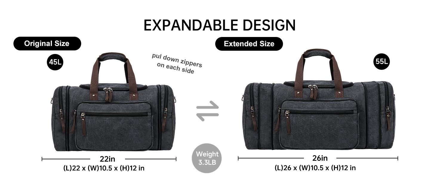 Men's Expandable Canvas Duffle Bag - Weekender Travel Lug 481