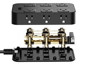 Flat Plug Power Strip Surge Protector Extens 523