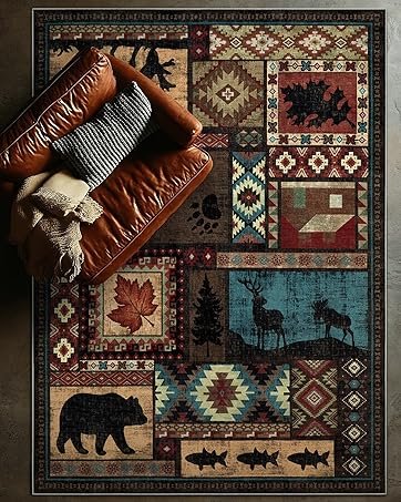YIHOUSE Rustic ,Mache Washable Lodge Bear ,NonSlip 496