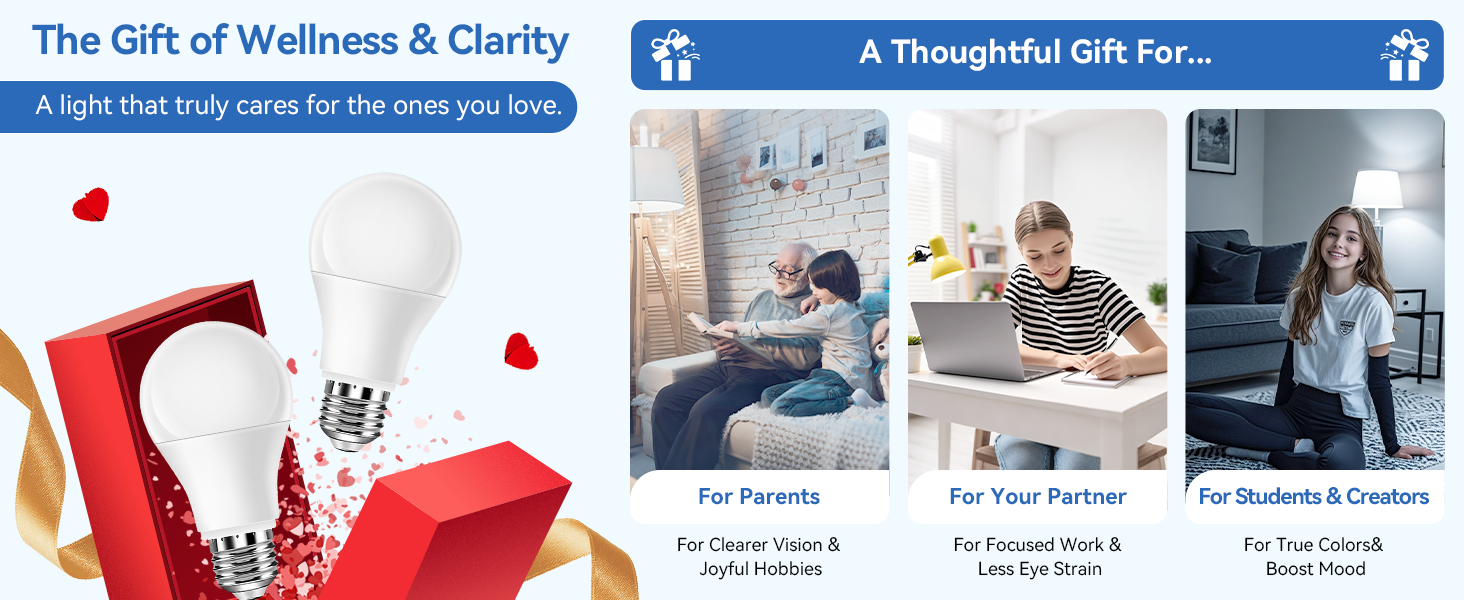 Neporal 100W Equivalent Full Spectrum Light Bulb - 2700K UV-Free Nat 617