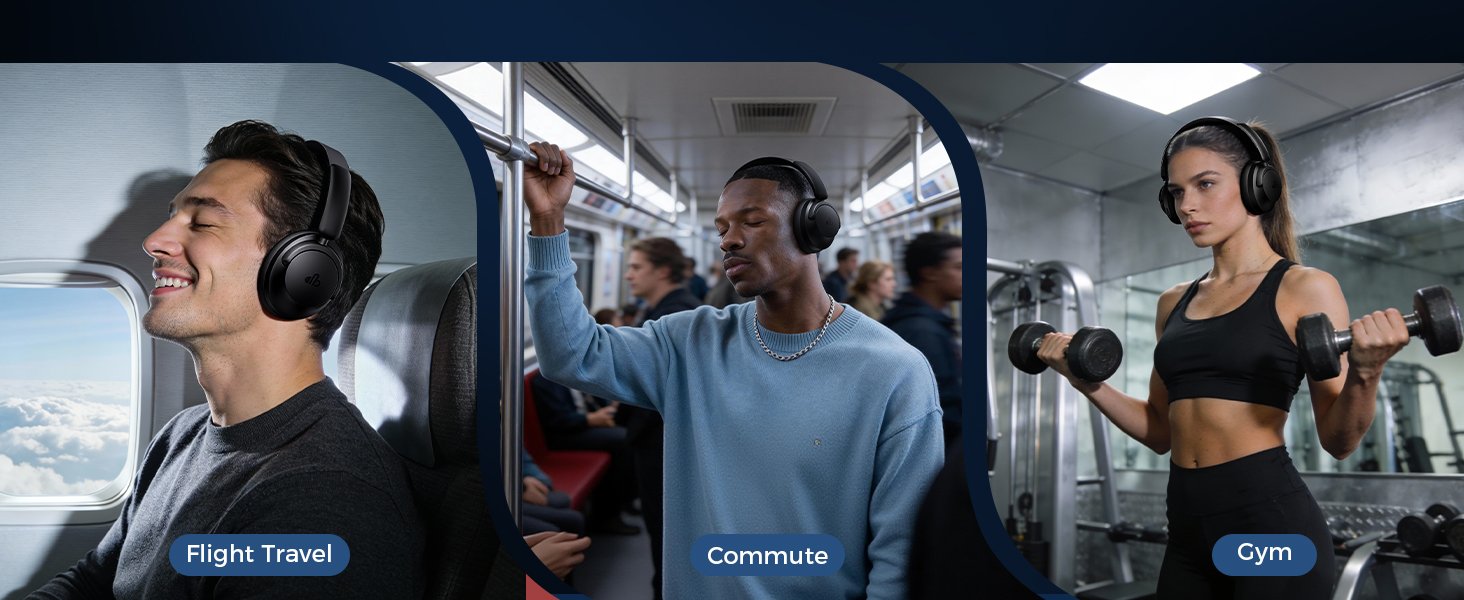 Hybrid Active Noise Cancelling Over-Ear Bluetooth Headpho 612