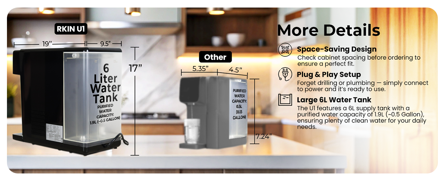 RKIN Cold Countertop Reverse Osmosis Water Filter System - 5-Stage R 527