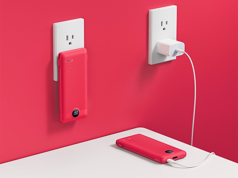 Portable Charger Built Cables Wall Plug, VRURC Power Bank 506