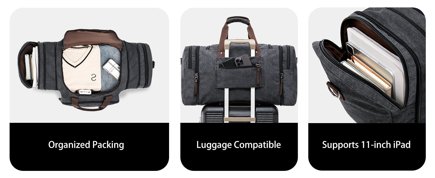 Men's Expandable Canvas Duffle Bag - Weekender Travel Lug 483